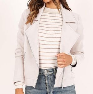 NWT Womens Faux Suede Jacket Cropped  Bomber Moto Jacket SIZE M